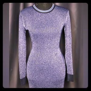 Navy Blue Glitter Long Sweater Dress
